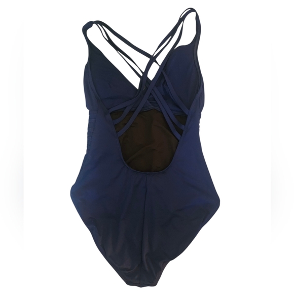 La Blanca Island Goddess Multi Strap Criss Cross One Piece Swimsuit Indigo Sz 14 - Picture 5 of 9